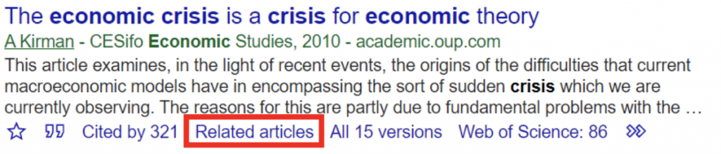 Esempio su Google Scholar di come trovare articoli per la tesi di laurea