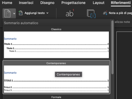 automatizzare l'indice della tua tesi